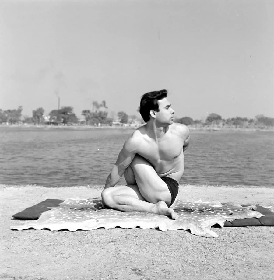 Bikram performing Spine Twisting pose